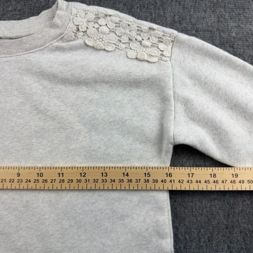 OshKosh‎ B'gosh Sweatshirt Girls 10 Oatmeal Lace Shoulder Crochet Pullover Long